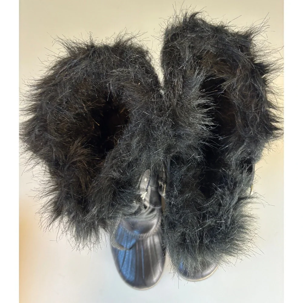 Sorel Tofino II Black Waterproof Faux Fur Winter Boots Size 7 L